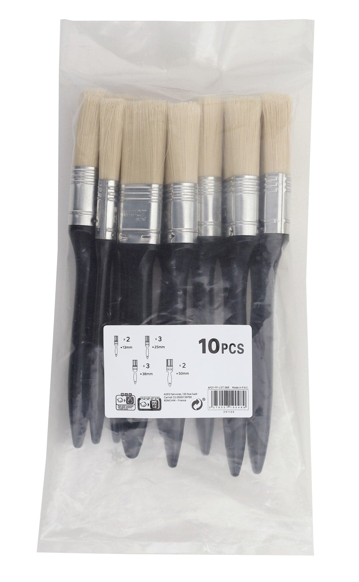 SET 10 GENERIC FLAT BRUSHES MM13-25-