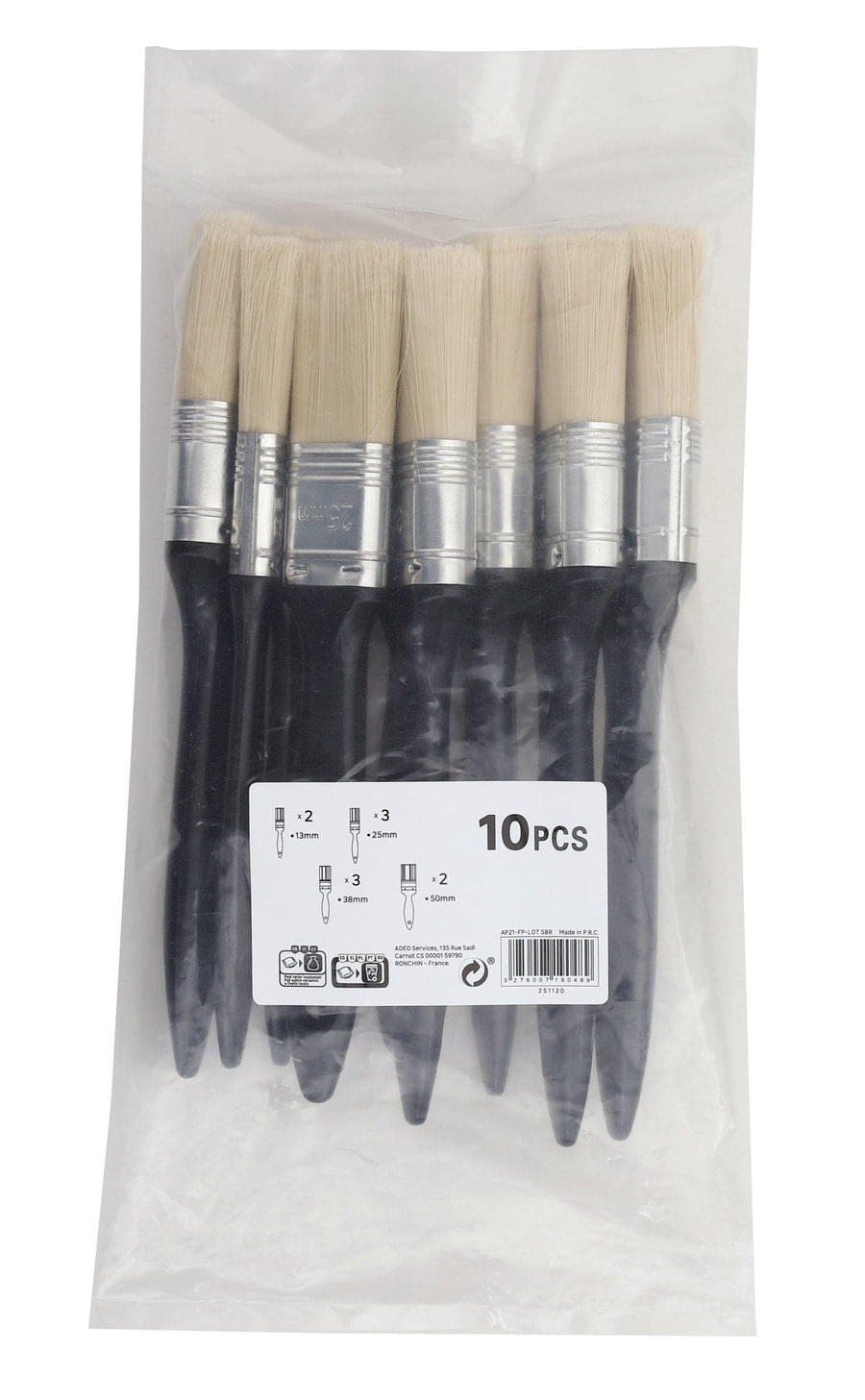 SET 10 GENERIC FLAT BRUSHES MM13-25-