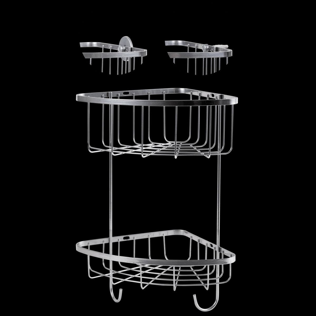 SHOWER ACCESSORY 2 SHELVES FLUSH CHROME 21.7X21.7 H38.5 - best price from Maltashopper.com BR430007326