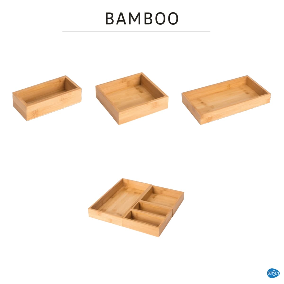 SET 4 BAMBOO BOXES VARIOUS SIZES - SENSEA - best price from Maltashopper.com BR430007541