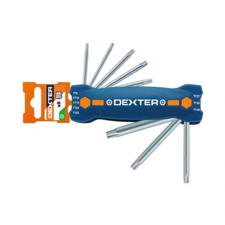 8-PIECE DEXTER TEMPER TORX SOCKET SPANNER SET, ASSORTED SIZES, STEEL