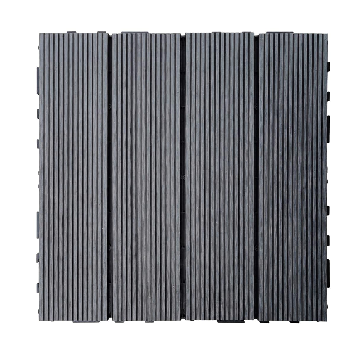 Bricocenter NATERIAL INTERLOCKING COMPOSITE TILE WITH CLIP 30X30CM DARK GREY