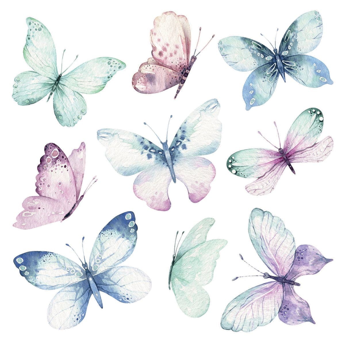 BUTTERFLIES WATERCOLOUR STICKER 31,5X34 - best price from Maltashopper.com BR480010352