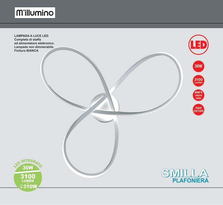 Bricocenter SMILLA CEILING LIGHT WHITE METAL 45x45CM LED 30W NATURAL LIGHT