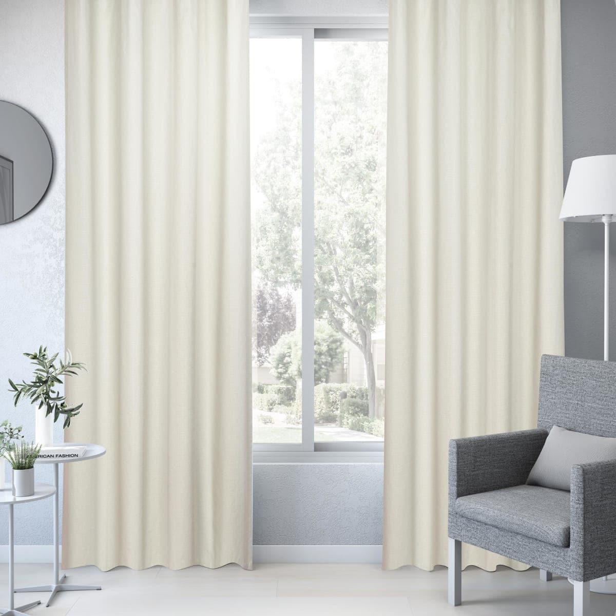 LEYA ECRU OPAQUE CURTAIN 140X280 CM ORGANIC COTTON WITH EYELETS - best price from Maltashopper.com BR480009558