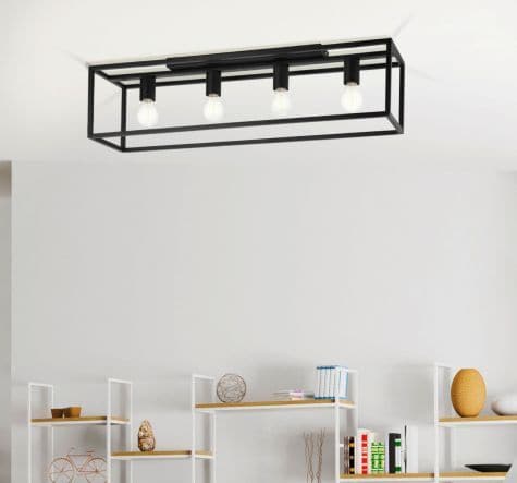 ELDRICK CEILING LAMP METAL BLACK 4XE27=40W - best price from Maltashopper.com BR420006155