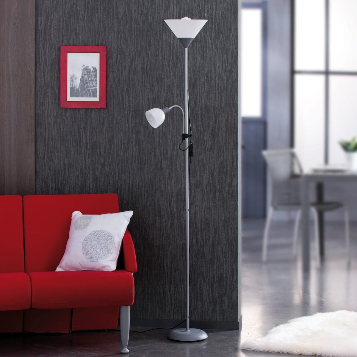 FLOOR LAMP BASIC SILVER H177 E14=40W E27=60W