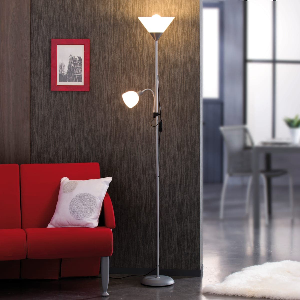 Bricocenter FLOOR LAMP BASIC SILVER H177 E14=40W E27=60W