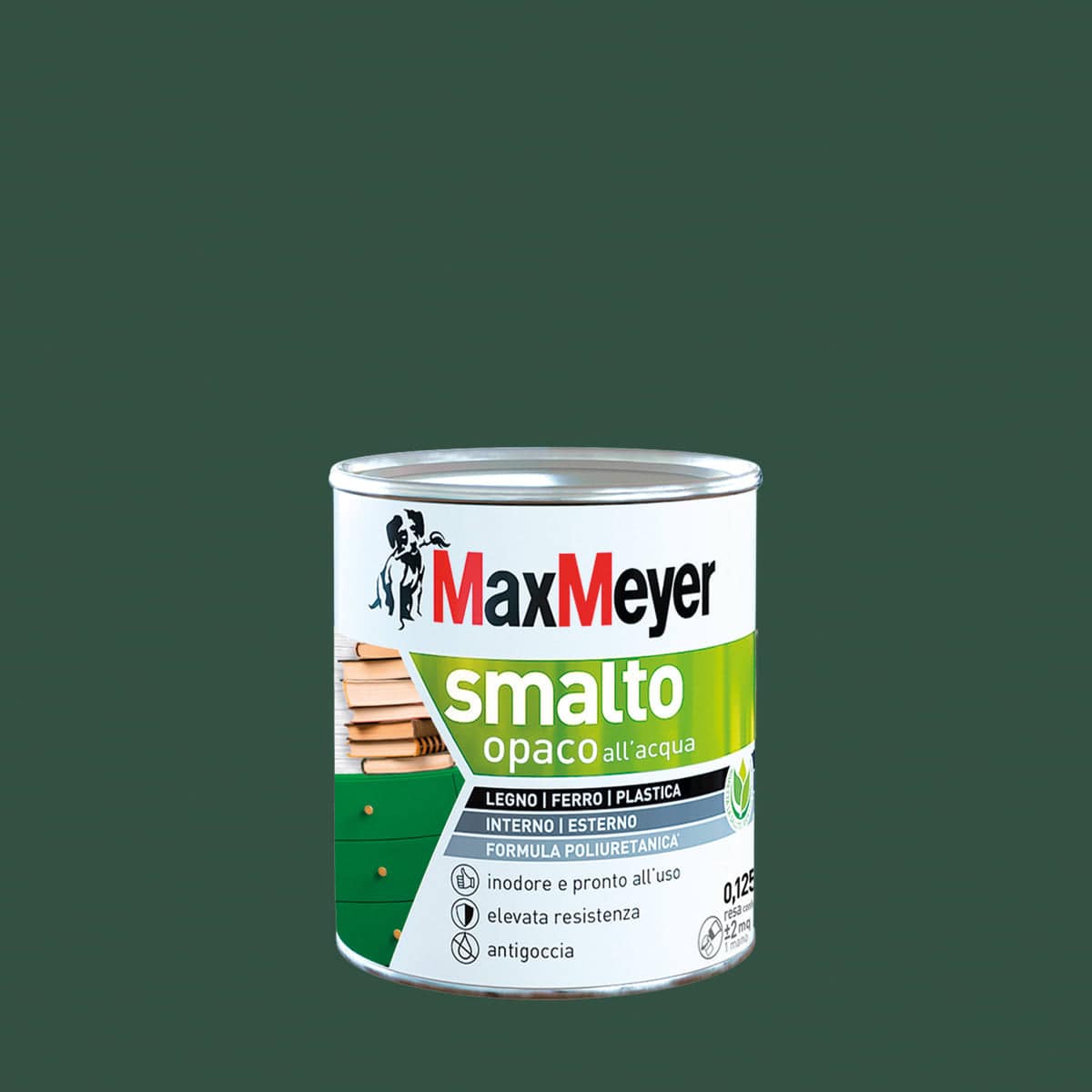 Bricocenter POLYURETHANE WATER-BASED ENAMEL DARK GREEN MATT 125 ML