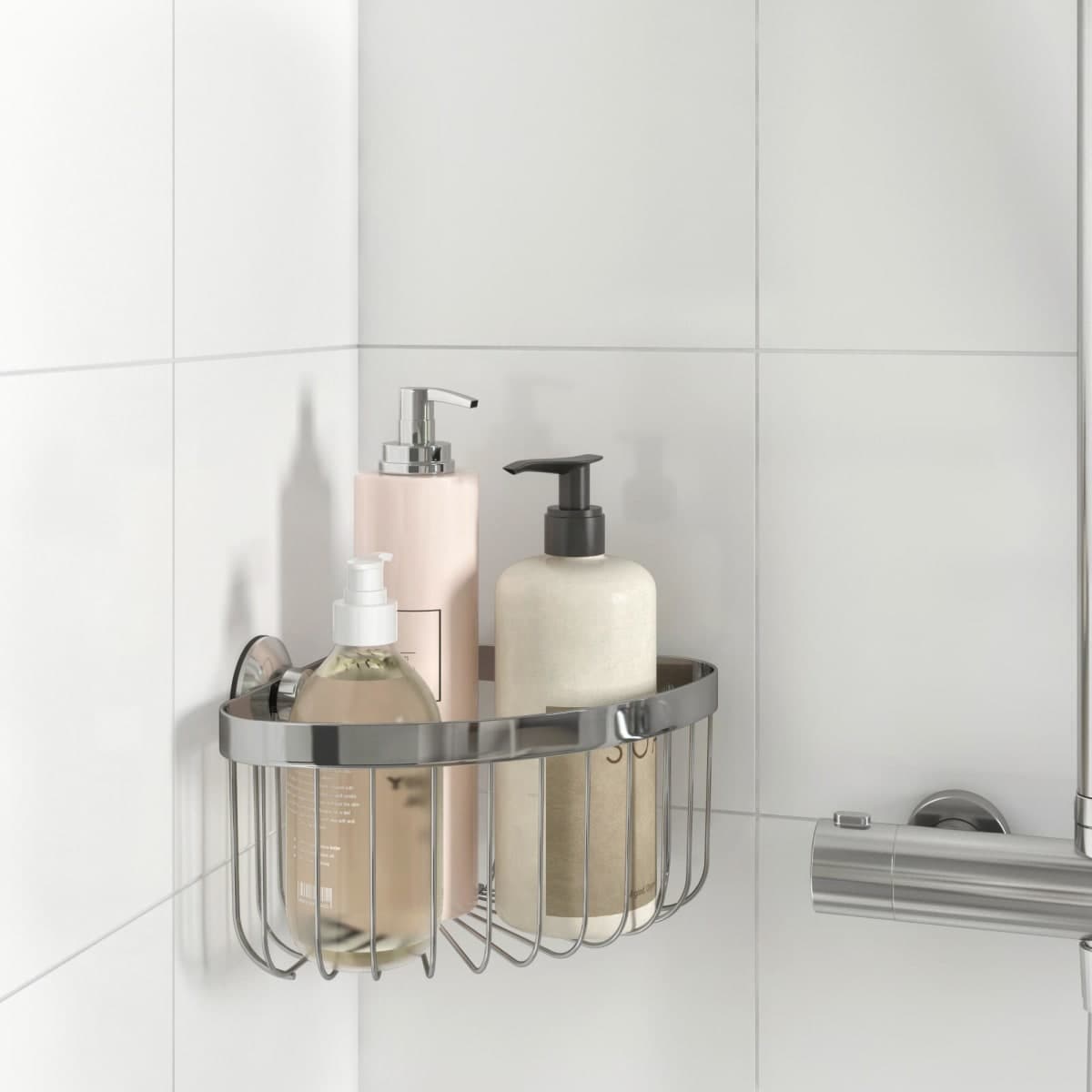 CORNER SHOWER BASKET L22,3 X D22,3 X H15CM POLISHED CHROME - SENSEA - best price from Maltashopper.com BR430007778