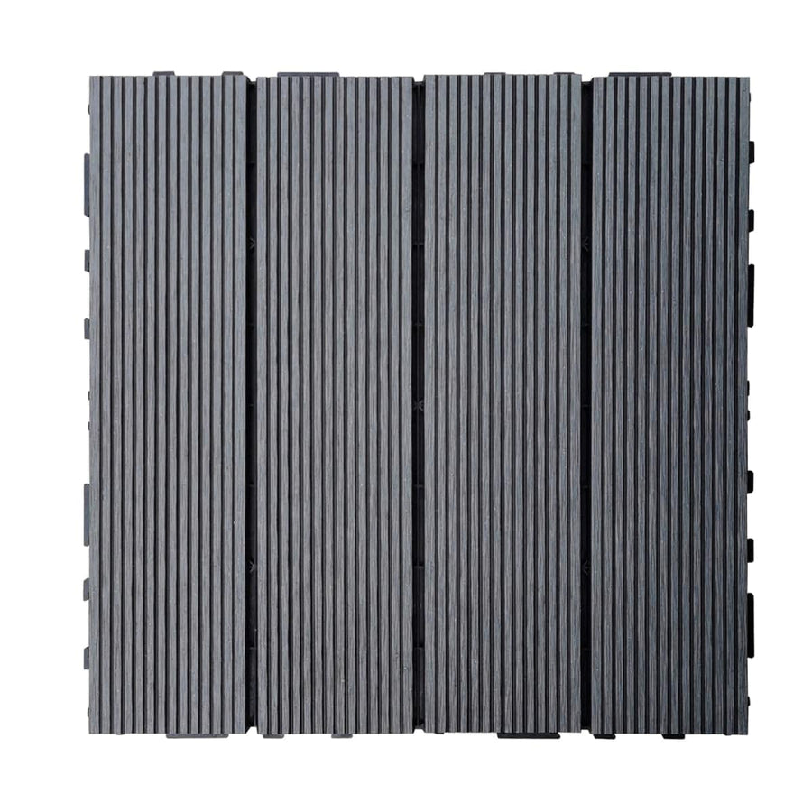Bricocenter NATERIAL INTERLOCKING COMPOSITE TILE WITH CLIP 30X30CM DARK GREY
