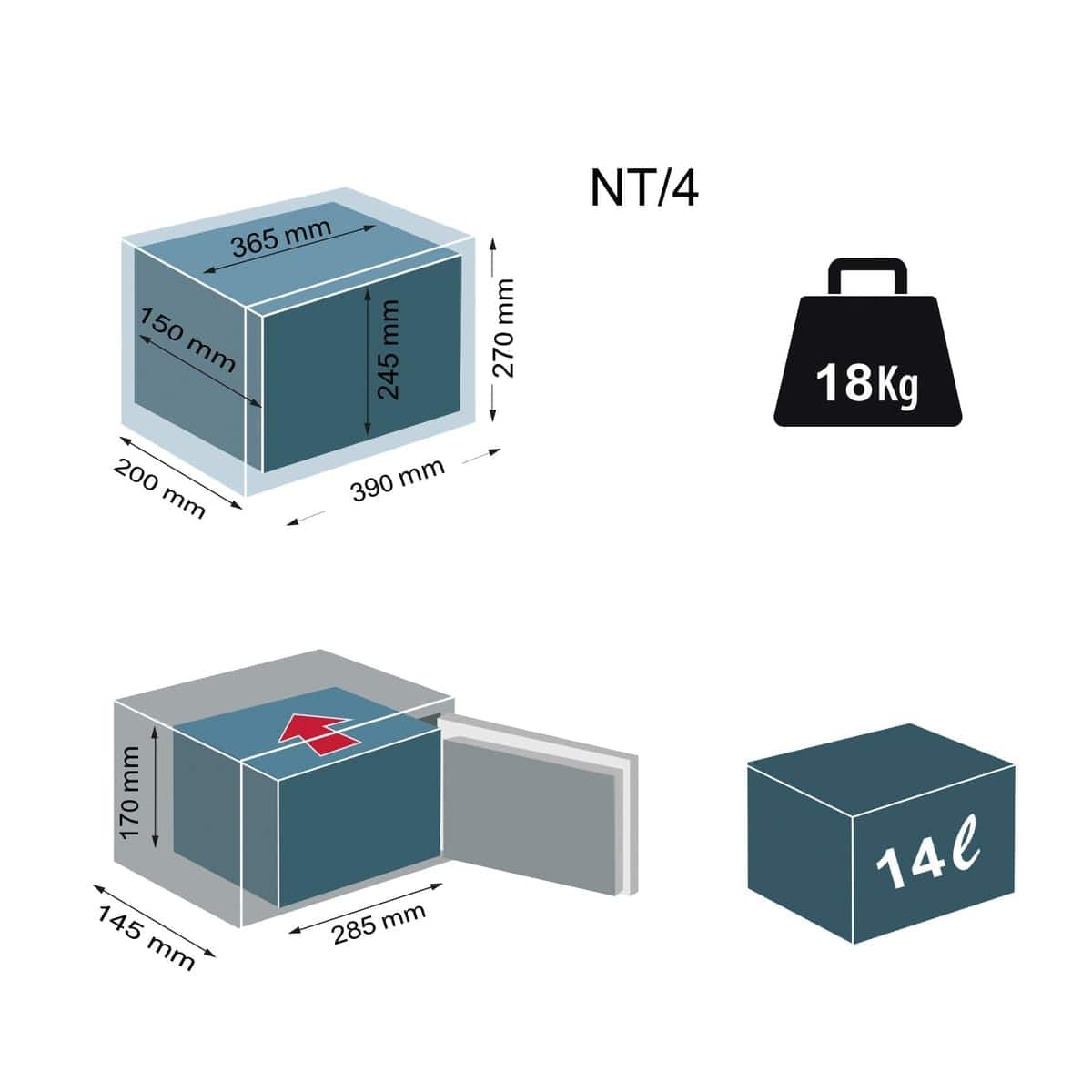 W.390xH.270xD.200 MM WALL SAFE, ELECTRONIC COMBINATION - best price from Maltashopper.com BR410430269