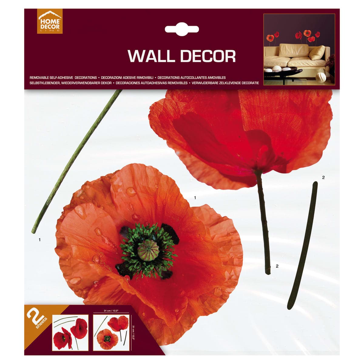 POPPIES STICKER 31.5X34 CM - best price from Maltashopper.com BR480111442