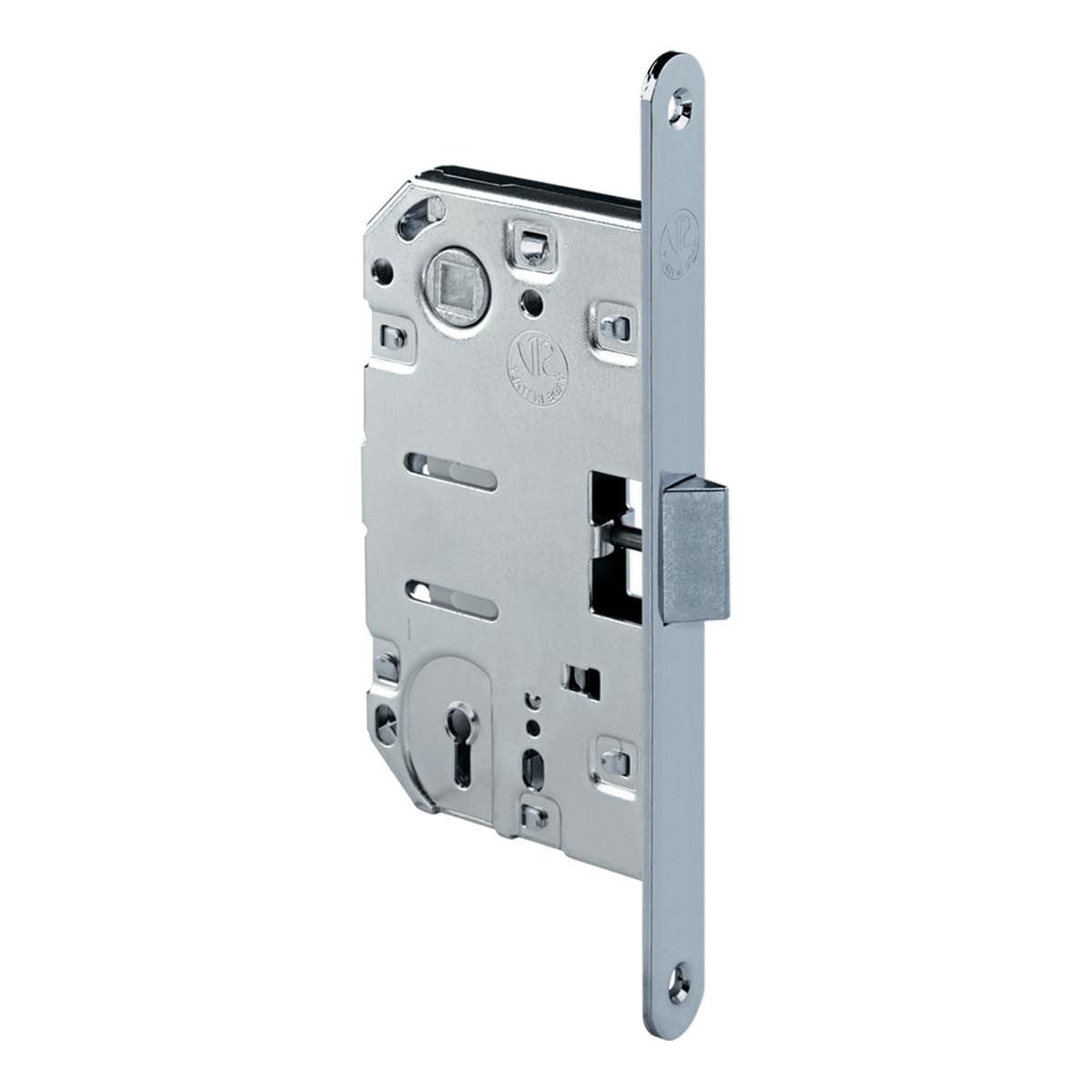Bricocenter PATENT LOCK F18 MEDIAN 90 MM CENTRE DISTANCE 50 MM ENTRY ROUND SATIN CHROME EDGE
