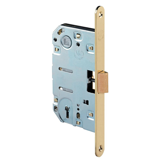 Bricocenter PATENT MEDIUM LOCK F18 CENTRE DISTANCE 90 MM ENTRY 50 MM ROUND EDGE POLISHED BRASS