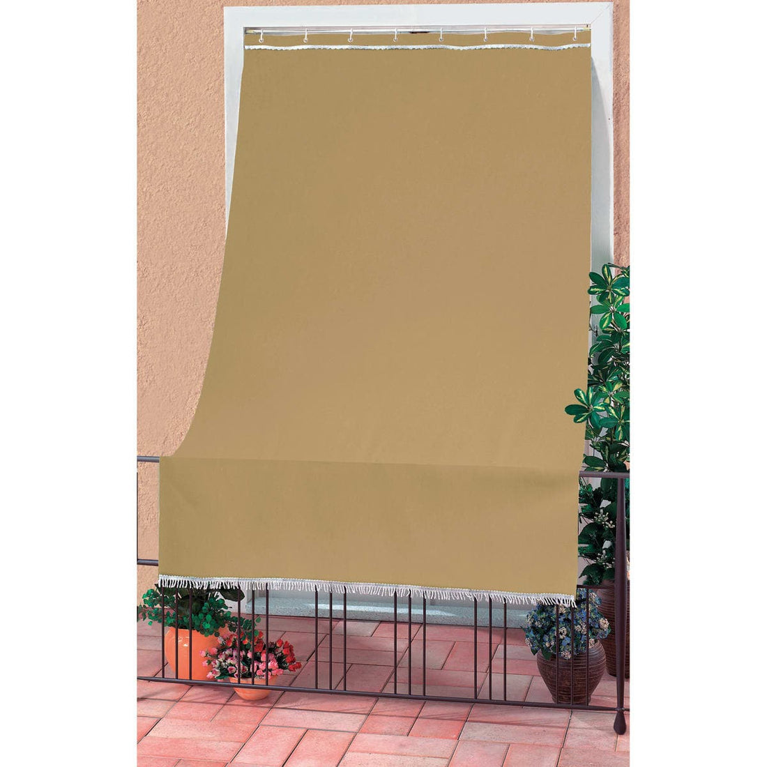 CARIBBEAN BALCONY AWNING 140X300 BEIGE W/HANGINGS AND HOOKS - best price from Maltashopper.com BR440002946