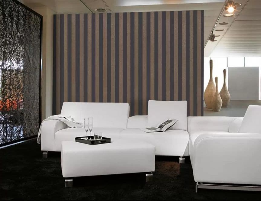 WALLPAPER STRIPE GOLD AND ANTHRACITE 53CMX10.5MT