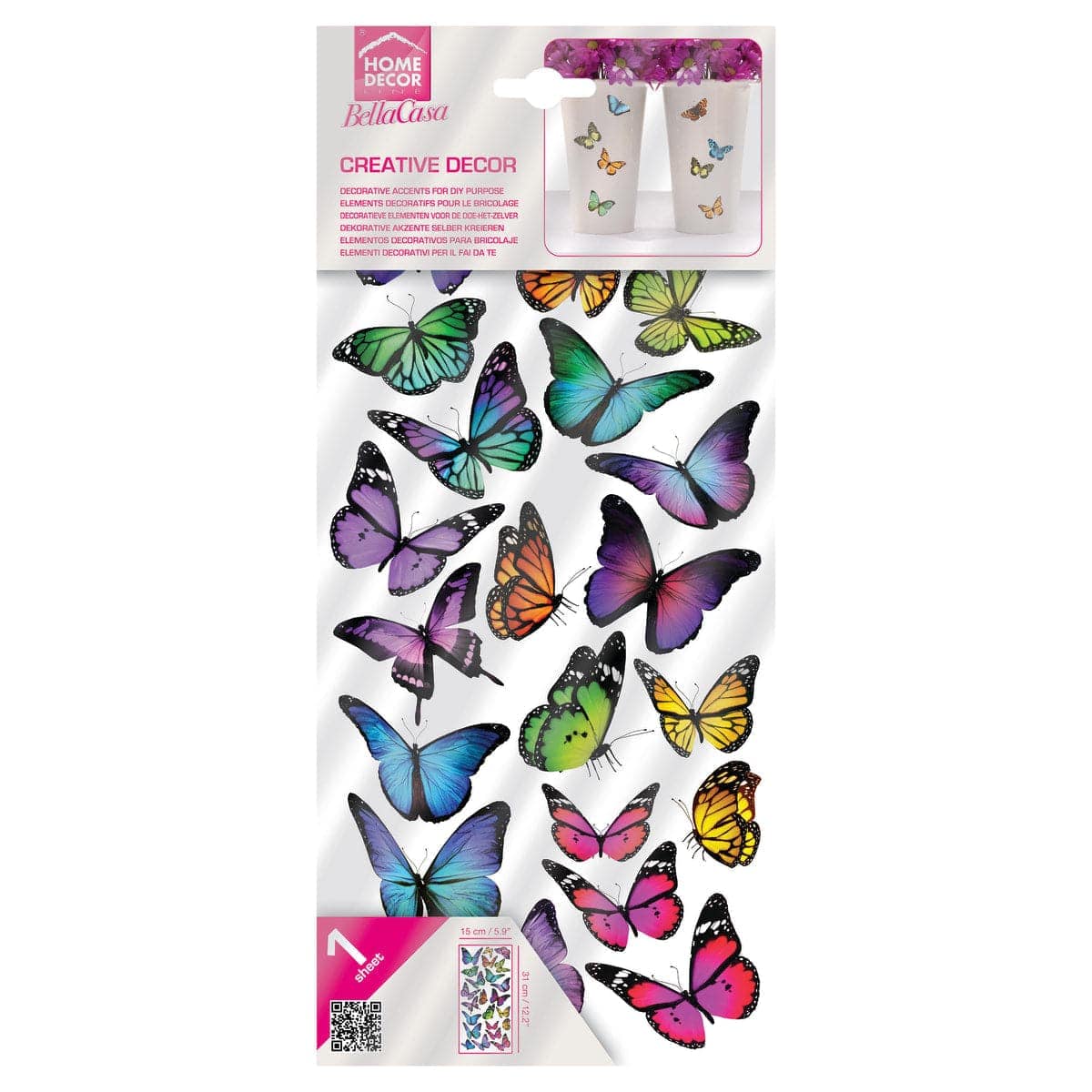 Bricocenter COLOURFUL BUTTERFLIES CERAMIC STICKER 15.5X34 CM