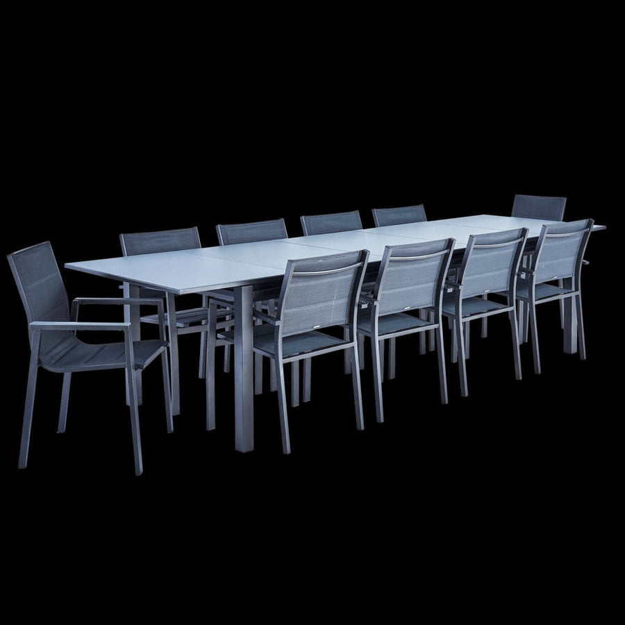 TABLE ODYSSEA II EASY NATERIAL 256/320X100 ANTHRACITE ALUMINIUM GLASS