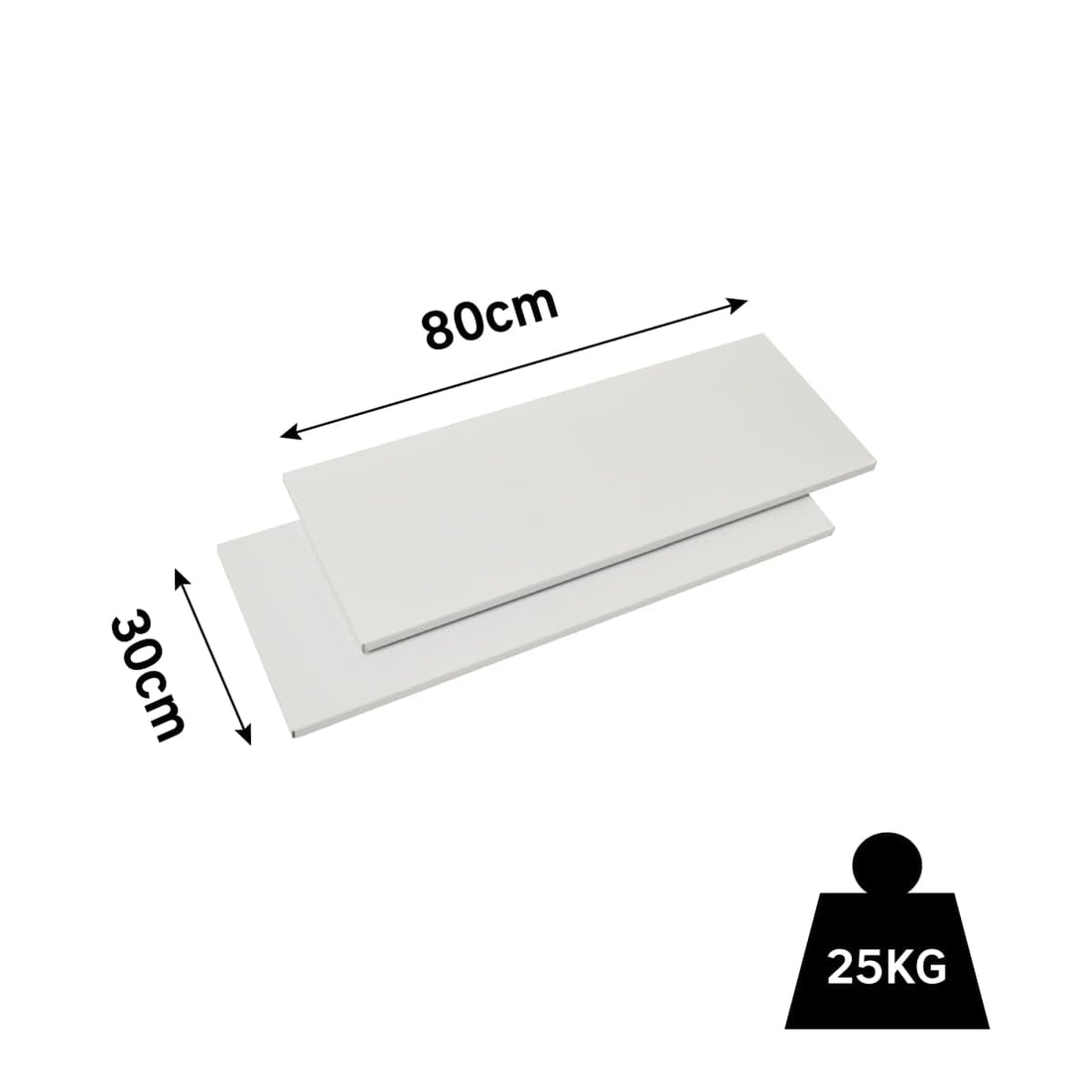 PACK 2 METAL SHELVES 80X30 CM WHITE SPACEO - best price from Maltashopper.com BR410510197