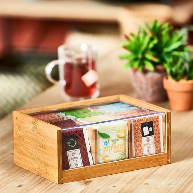 PANDA Transparent tea box, natural H 9 x W 22 x D 15 cm
