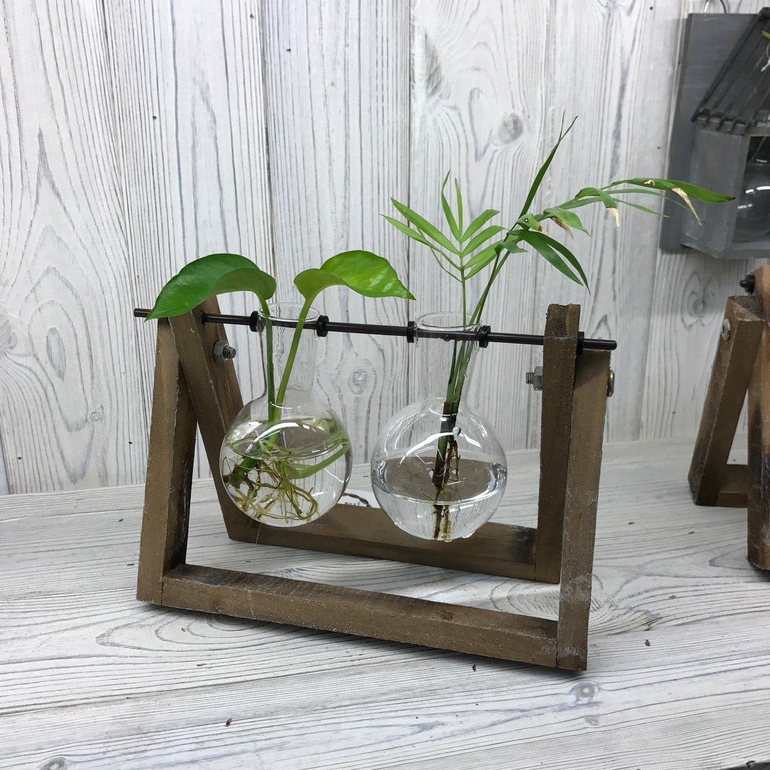 Hydroponic Home Décor - Two Pot Wooden Stand - best price from Maltashopper.com HHD-02