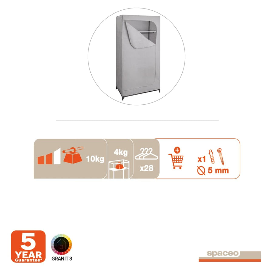SPACEO FABRIC CUPBOARD METAL AND TNT KIT L75P 45 H160CM ONE SHELF - best price from Maltashopper.com BR480003912
