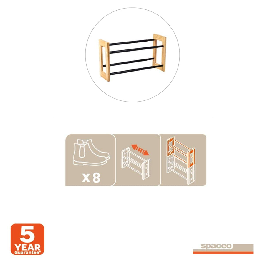 Bricocenter FLACKY EXTENDABLE AND STACKABLE WOODEN METAL SHOE SHELF SPACEO