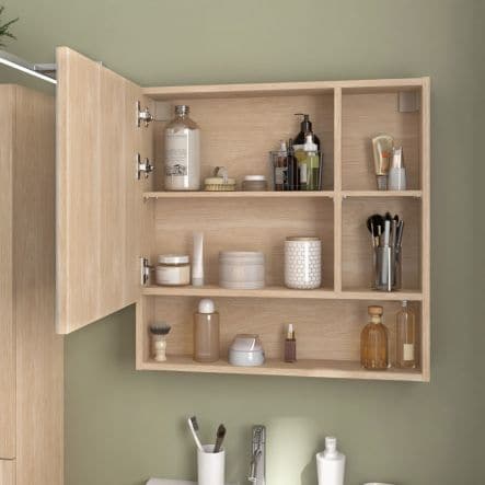 EASY STORAGE MIRROR CM. L70XP16X70H WITH 2 OAK SIDE SHELVES - best price from Maltashopper.com BR430007576