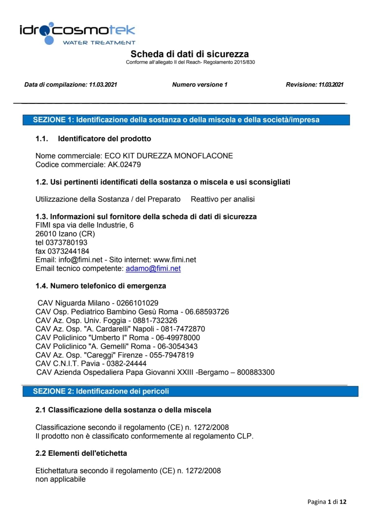 Bricocenter LIQUID WATER HARDNESS TEST KIT