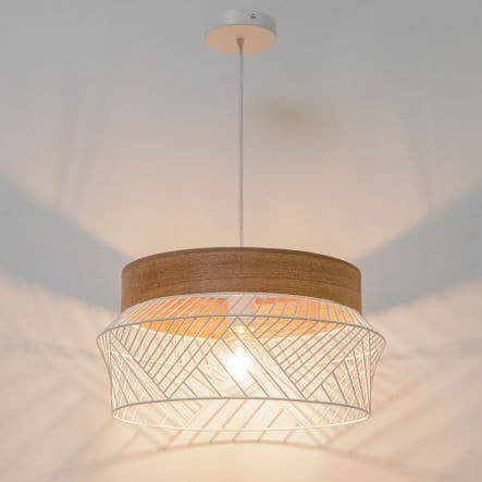 Bricocenter KANEL METAL AND WOOD CHANDELIER WHITE E27=46W