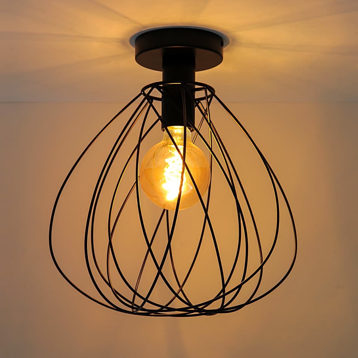 CEILING LAMP MERONE METAL BLACK D32 CM E27=60W - best price from Maltashopper.com BR420008158