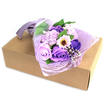 Boxed Hand Soap Flower Bouquet - Purple - best price from Maltashopper.com SFB-12
