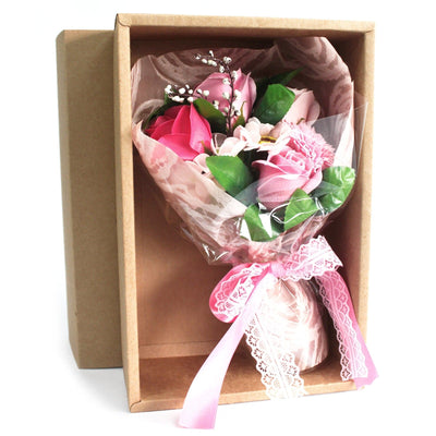 Boxed Hand Soap Flower Bouquet - Pink - best price from Maltashopper.com SFB-10
