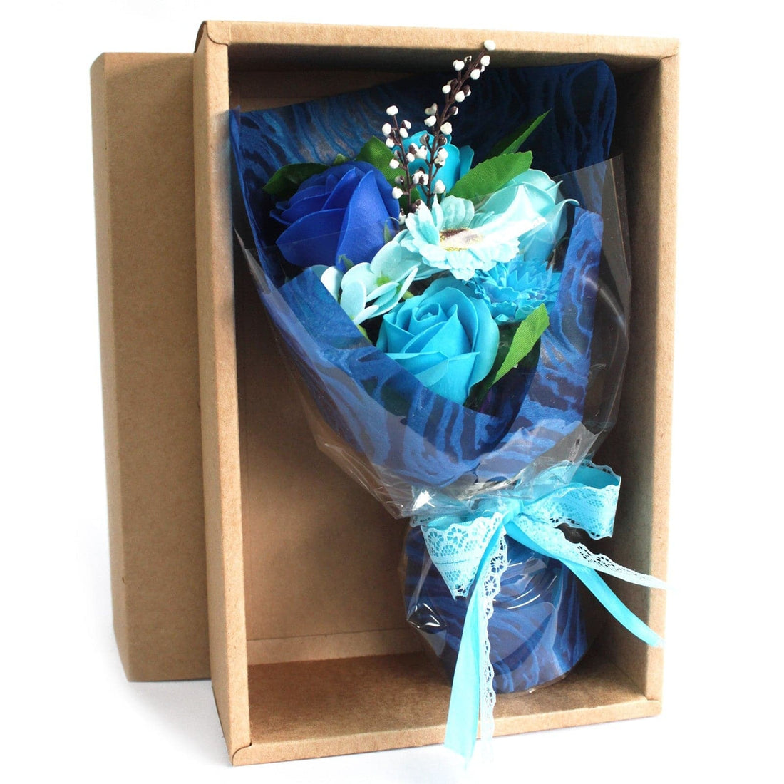 Boxed Hand Soap Flower Bouquet - Blue - best price from Maltashopper.com SFB-09