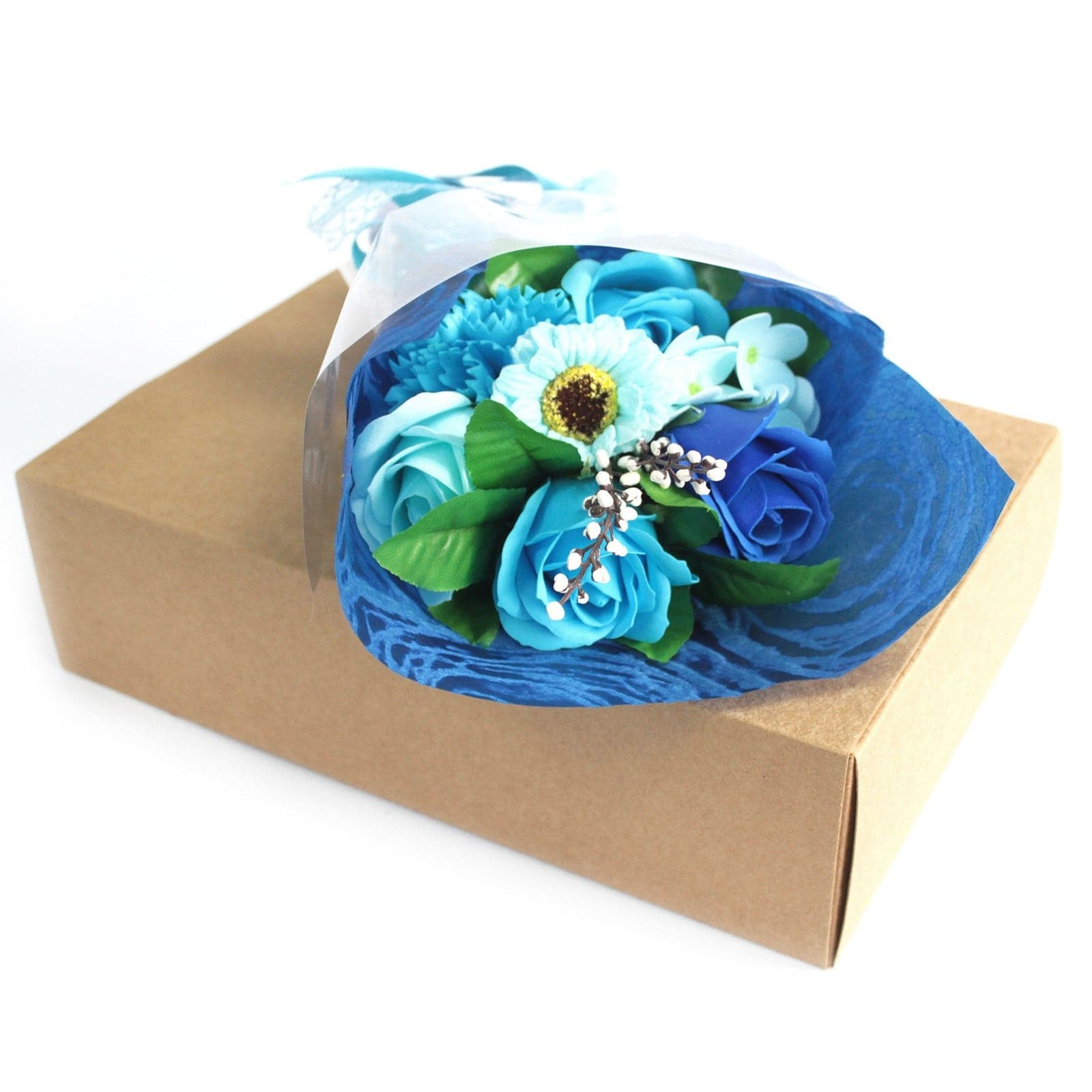 Boxed Hand Soap Flower Bouquet - Blue - best price from Maltashopper.com SFB-09