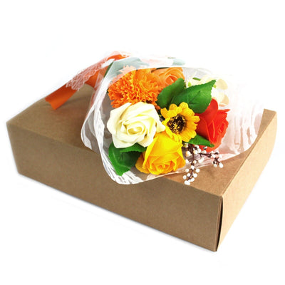 Boxed Hand Soap Flower Bouquet - Orange - best price from Maltashopper.com SFB-07