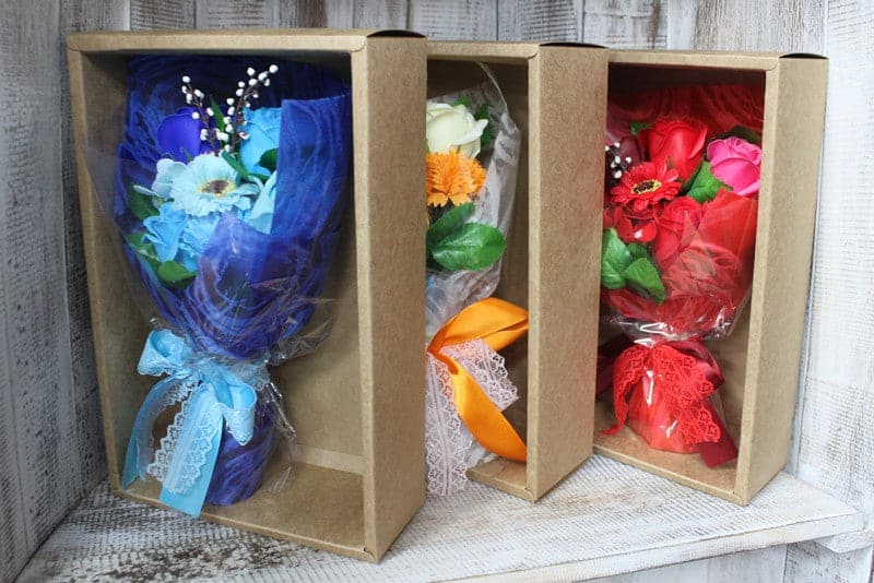 Boxed Hand Soap Flower Bouquet - Orange - best price from Maltashopper.com SFB-07