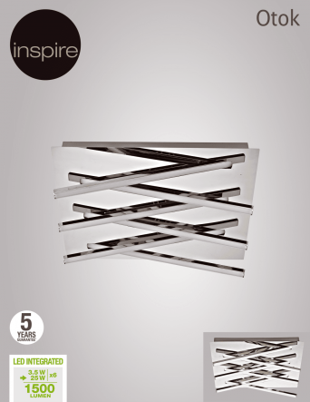 Bricocenter OTOK CEILING LAMP METAL CHROME 35X10.7 CM LED 6X3.5W NATURAL LIGHT