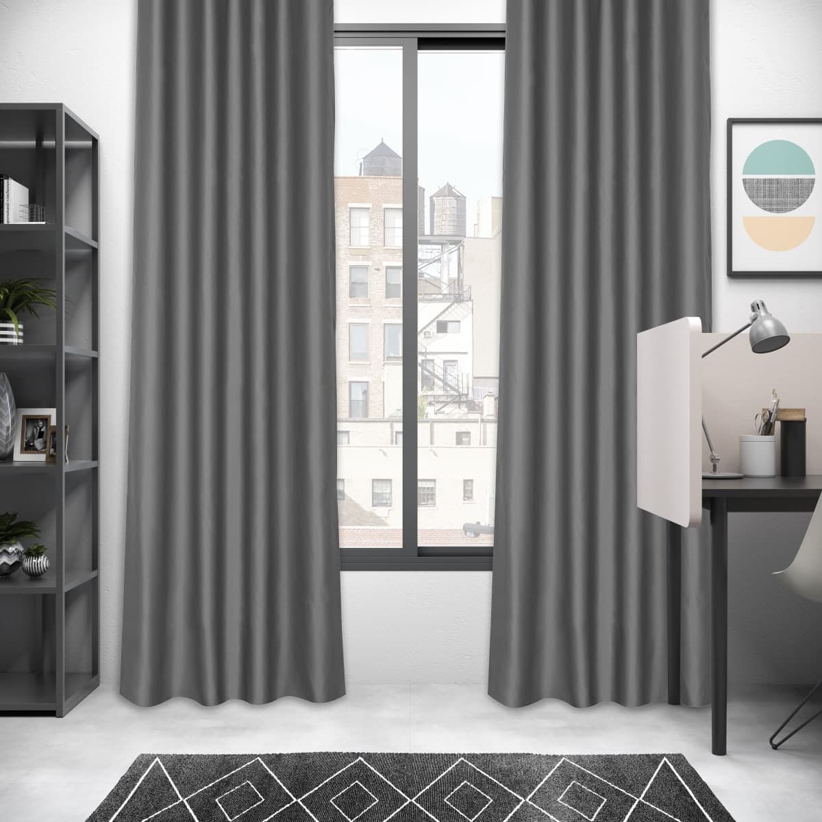 CURTAIN ALYCIA BLACKOUT MOON GREY 140X280 CM WITH EYELETS - best price from Maltashopper.com BR480000008