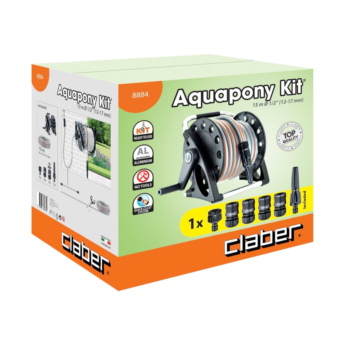 HOSE REEL EQUIPPED AQUAPONY KIT 15MT 12.5 MM CLABER HOSE - best price from Maltashopper.com BR500412013