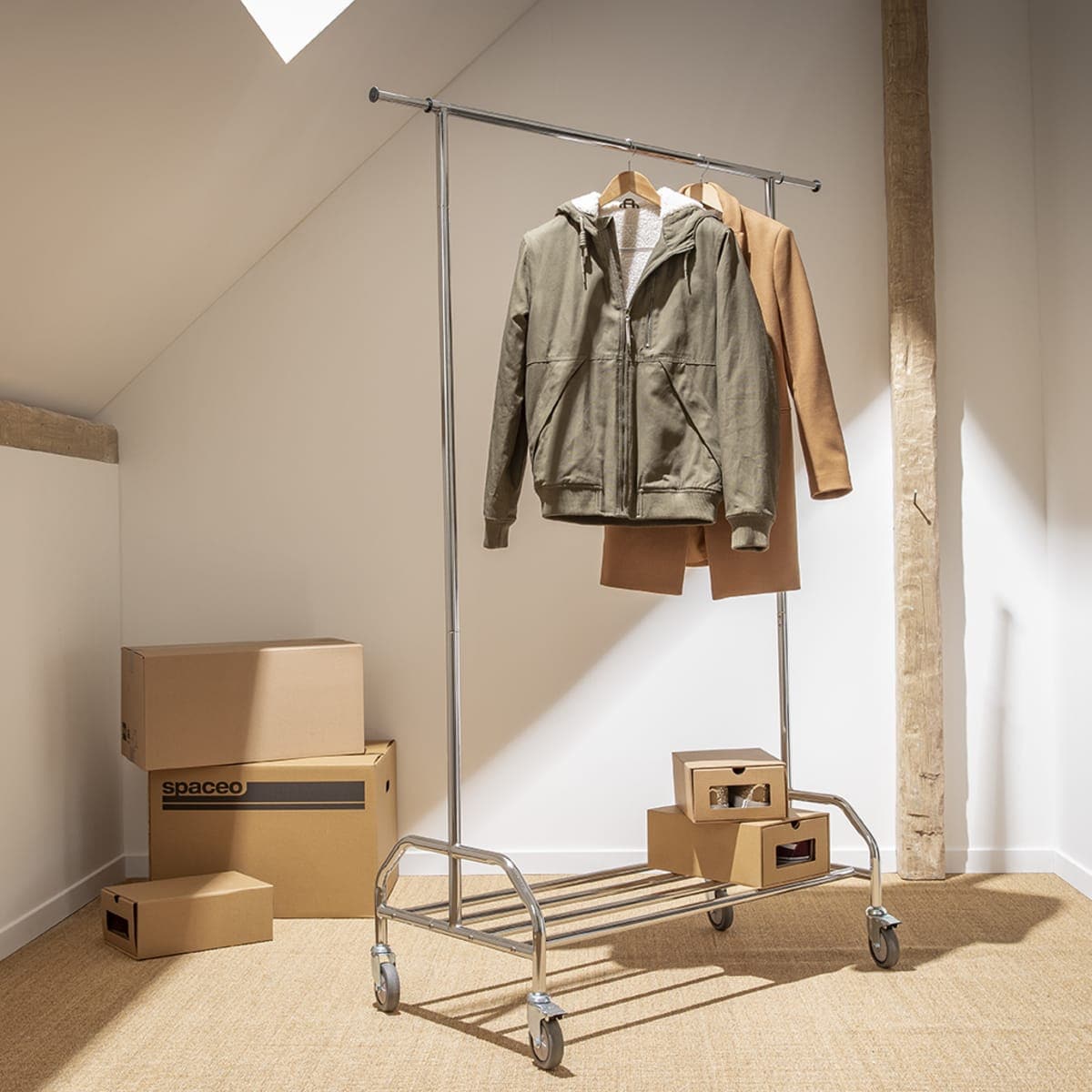 SPACEO ONE BAR METAL STAND WITH WHEELS W108CM X D53CM X H181CM - Premium Structures for Clothes and Shoes from Bricocenter - Just €108.99! Shop now at Maltashopper.com