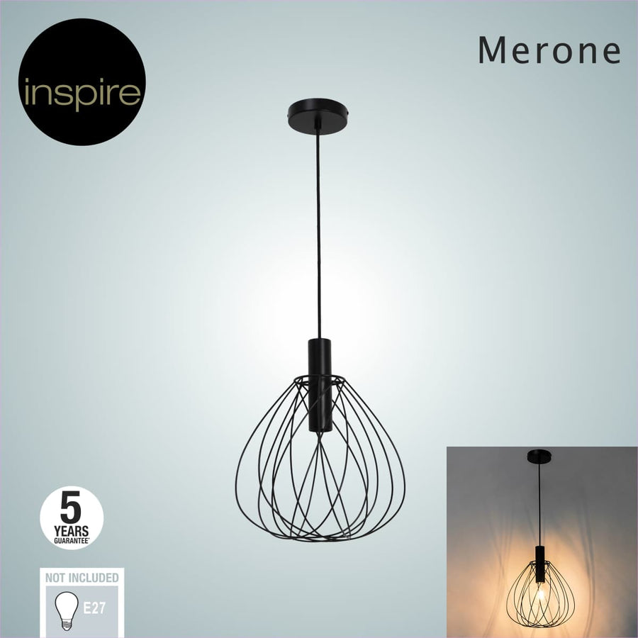 MERONE BLACK METAL CHANDELIER D32 E27=60W - best price from Maltashopper.com BR420006688
