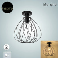 CEILING LAMP MERONE METAL BLACK D32 CM E27=60W - Premium  from Bricocenter - Just €49.99! Shop now at Maltashopper.com