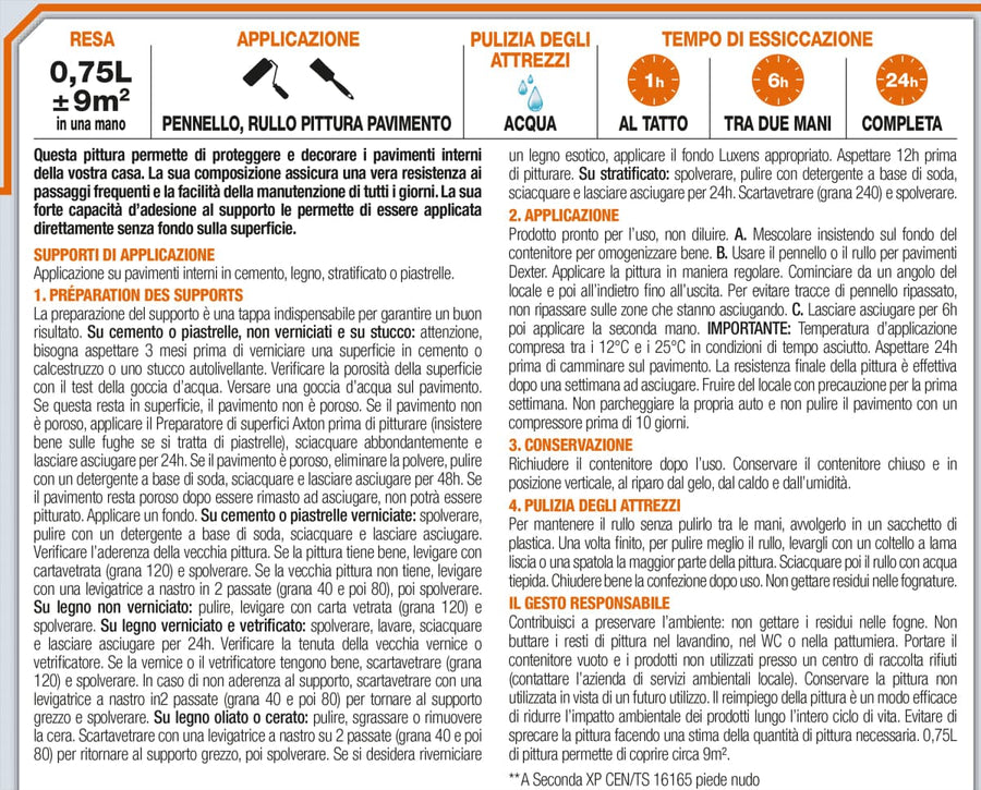 LUXENS GRANITE SATIN INTERIOR FLOOR ENAMEL 1 L 0.75 - best price from Maltashopper.com BR470001598