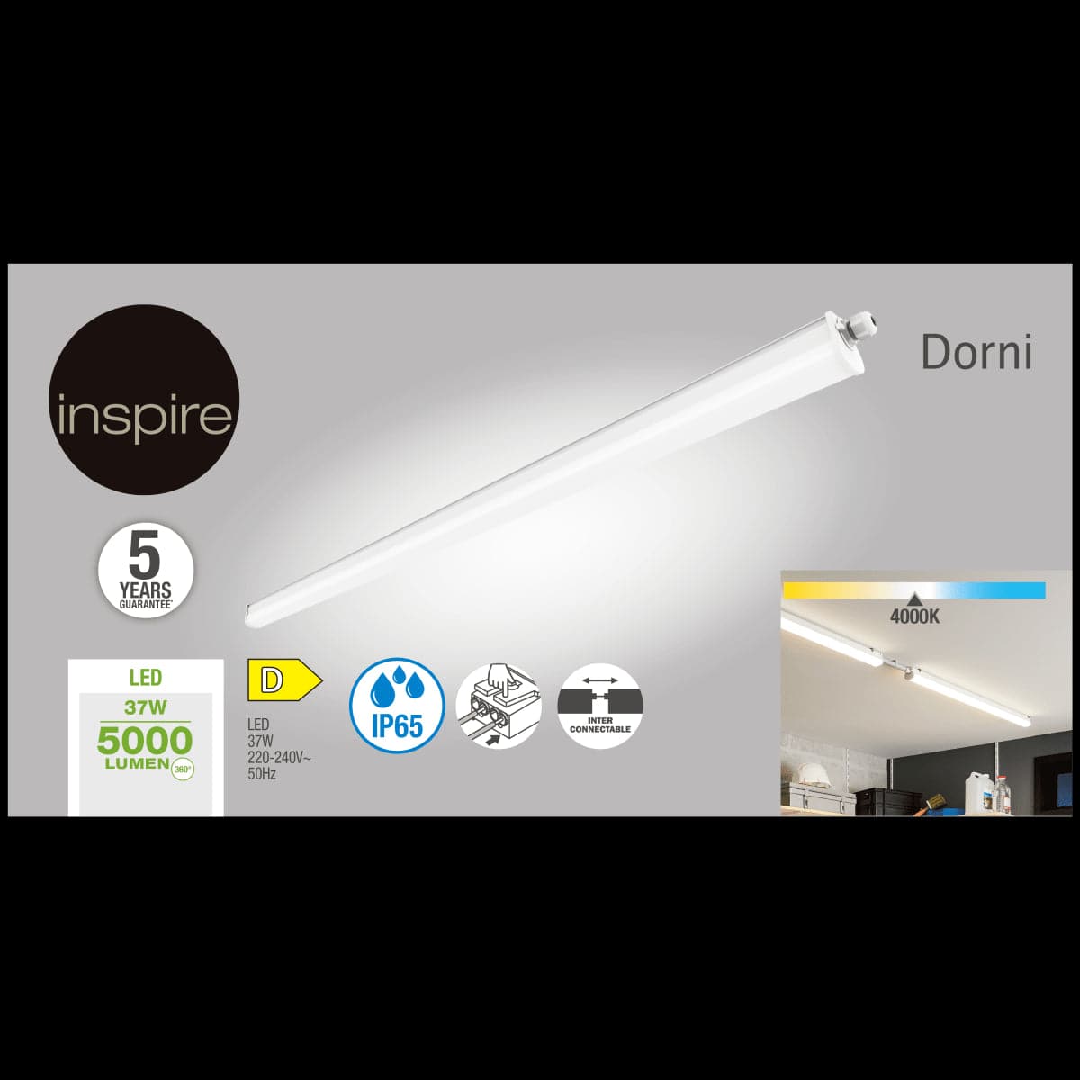 REGLETTE DORNI 114.7CM LED 37W NATURAL LIGHT IP65 - Premium Solar/battery lighting from Bricocenter - Just €39.99! Shop now at Maltashopper.com