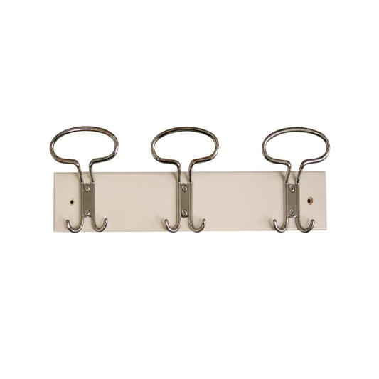 WHITE LACQUERED WOOD 3 CHROMED METAL HOOKS L42xH7 CM - best price from Maltashopper.com BR410003192