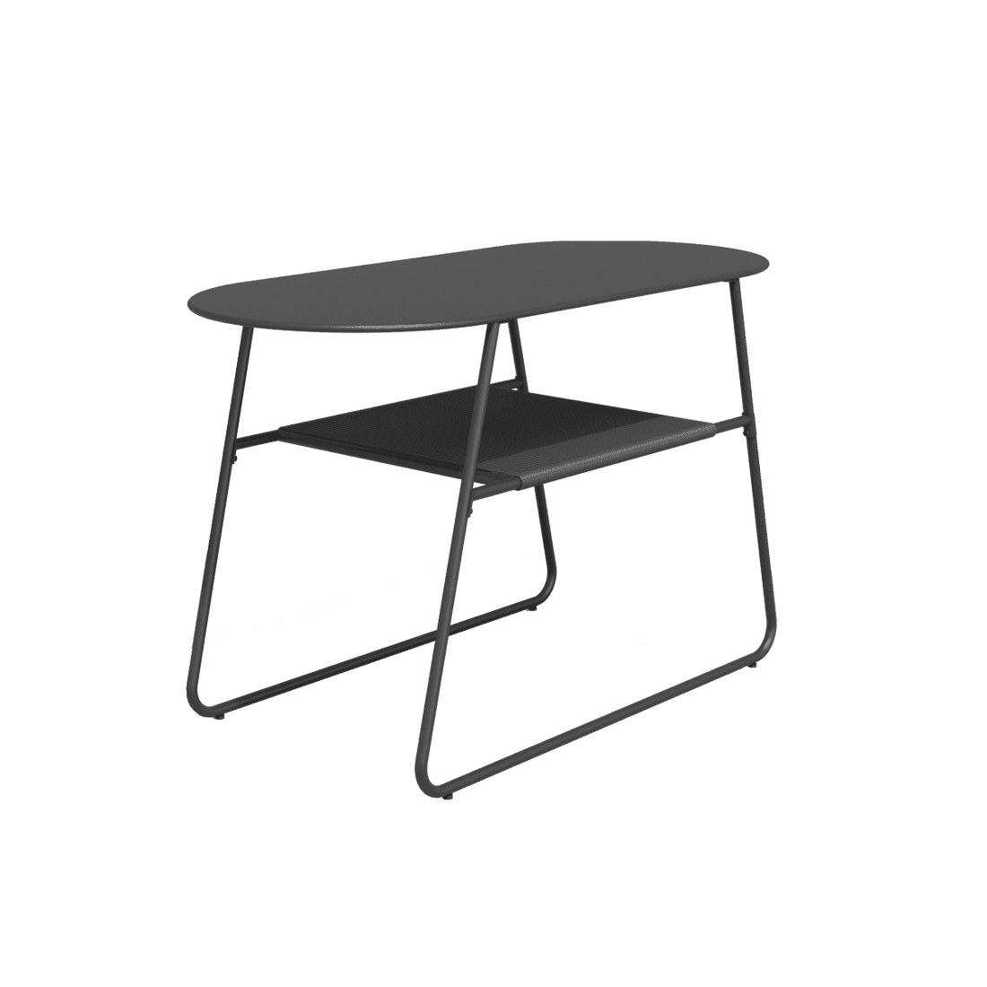 DUO TABLE NATERIAL steel and wicker 55X120X72H cm anthracite - best price from Maltashopper.com BR500013656