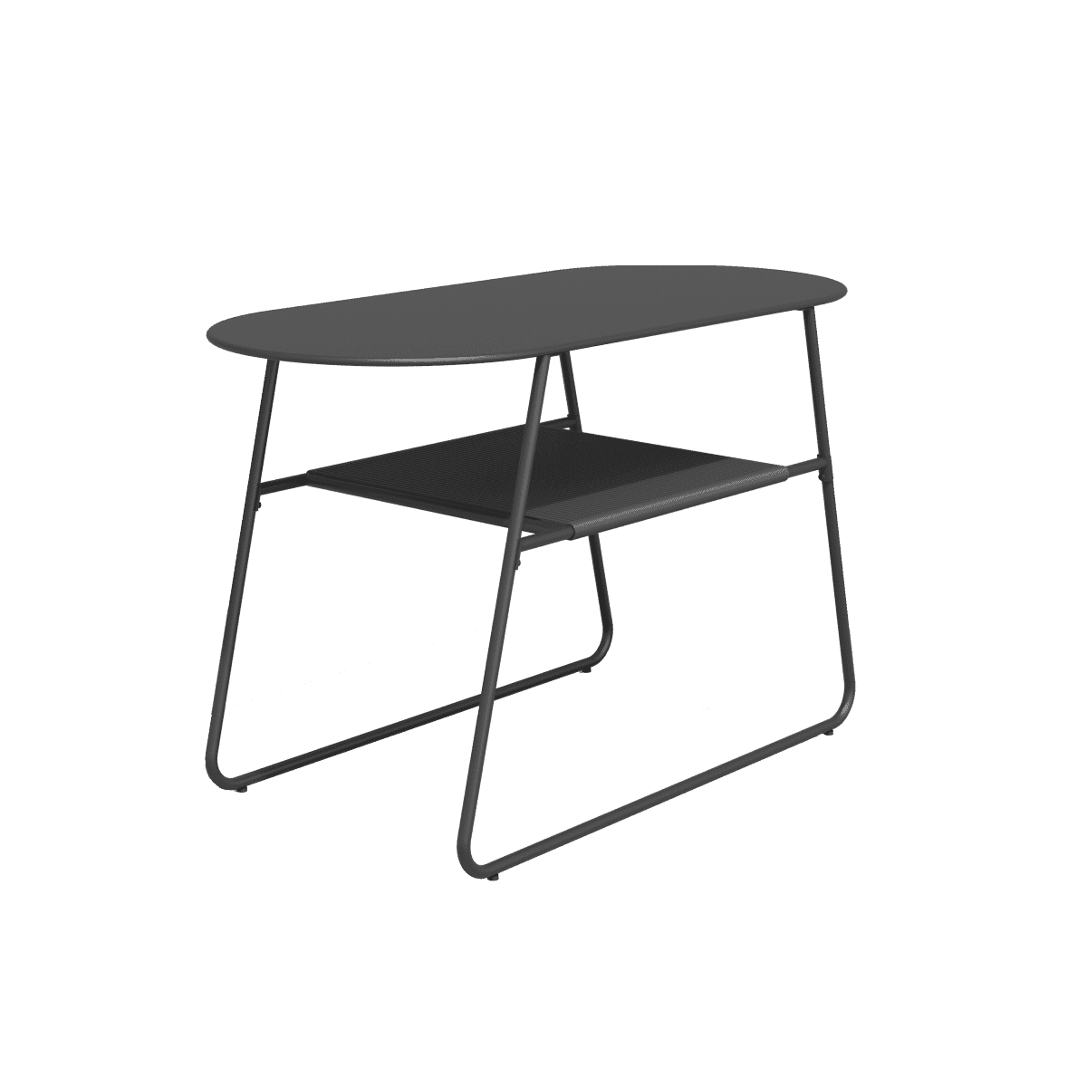 DUO TABLE NATERIAL steel and wicker 55X120X72H cm anthracite - best price from Maltashopper.com BR500013656