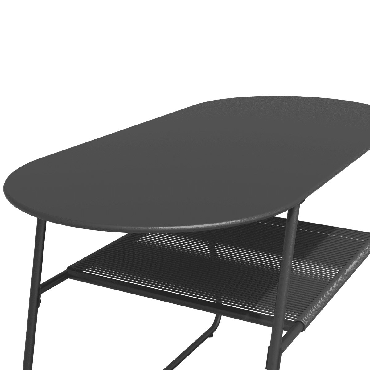 DUO TABLE NATERIAL steel and wicker 55X120X72H cm anthracite - best price from Maltashopper.com BR500013656